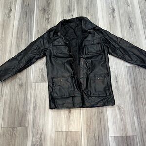 SHEIN Black Faux Leather Outerwear